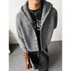 Jaqueta Cardigan Cleanfit Inspirada em Design para Homens, Marca Tendência Outono e Inverno, Suéter de Tricô Solto e Relaxado com Capuz