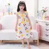 Novos Pijamas de Verão Infantis Meninas Manga Curta Alça Desenho Animado Fofo Vestido Pijama Roupas de Casa para Ar Condicionado de Verão