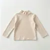 Camiseta Básica Infantil Classe A Outono e Inverno Gola Alta Primavera e Outono Algodão Meninas Crianças Grandes Meninos Bebê Listrada Lixada
