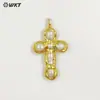 Wt-Jp445 Perlas de Agua Dulce Naturales Completas y Colgante de Cruz Chapado en Oro de 18 Quilates Accesorios de Exportación Más Vendidos