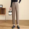 Pantalones cigarette cropped hechos a medida para primavera y otoño 2026, de tiro alto, con pinzas delanteras, corte holgado, adelgazantes, de pierna recta, adecuados para ir al trabajo