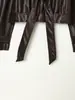 26621-Novo casaco trench coat acolchoado com ombros em couro sintético, estilo europeu e americano, para mulheres