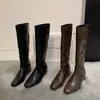 Botas largas de estilo retro para mujer, nueva colección otoño/invierno 2026, moda versátil, estilo europeo y americano, botas de tacón de cuña, no hasta la rodilla, botas de montar