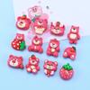 Caricatura tamaño pequeño oso frambuesa diy pegamento crema hecho en casa funda para teléfono móvil aretes pasador para el cabello joyería resina accesorios al por mayor