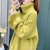 Tejidos de punto de cuello alto para otoño e invierno para mujer Estilo coreano Holgado Estilo perezoso Talla grande Ropa exterior Versión grande Top de punto Camiseta básica