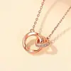 Collar con Doble Anillo de Plata s925 Explosiones de Amazon Transfronterizo para Mujer Red de Internet Cadena para Clavícula de Doble Círculo Todo Fósforo Joyería