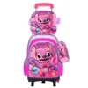 Nueva Lindo Carrito Escolar para Estudiantes de Primaria Grados 3~6 Set de Tres Piezas de Dibujos Animados Mochila Escolar de Dos Ruedas Seis Ruedas para Niños Lista para la Venta