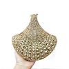 Bolso de Mano de Cristal Forma de Abanico Incrustado de Diamantes Elegante Versátil Bolso de Noche Calado Banquete de Diamantes de Mano para Mujer