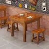 Mesa de Jantar Carbonizada em Madeira Maciça Mesa de Restaurante Retrô para Fast Food Tampo de Mesa Hall Loja de Churrasco Lanchonete Loja de Hot Pot Conjunto Comercial de Mesa e Cadeiras