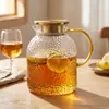 Jarra de Vidrio de Borosilicato Alto para Agua Fría, Resistente a Altas Temperaturas, Gran Capacidad, Jarra para Cold Brew, Jarra Minimalista Moderna para Té de Flores, Personalizable