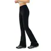 Pantalones de yoga acampanados de cintura alta holgados para mujer, nylon fitness alta elasticidad deportivos para exteriores lulu pantalones de yoga, efecto alargador de piernas