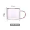 Copo Portátil Transparente Isolado de Alta Qualidade Estilo Ins, Copo de Vidro Colorido de Camada Dupla com Alça para Leite e Café