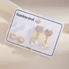 Personalidad Venta Caliente Forma de Corazón Osito Diamante Perla Colgante Juego de Pendientes Pendientes de Botón Estilo Metal Retro Europeo Americano para Mujer