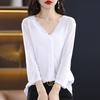 23 verano cárdigan fino de punto abrigo corto mujer camisa de aire acondicionado top holgado cuello en V manga de tres cuartos protección solar suéter prenda exterior