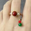 Anillo de Mujer de Palosanto Luz de Lujo Red de Subastas Anillo de Caoba Moda Personalidad Nicho Ajustable Voz Vibrante Suministro en Vivo