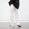 Pantalones vaqueros de estilo urbano Fried Street para hombre, de marca de moda, estilo hip hop, rectos, holgados, informales, con múltiples bolsillos, de gran tamaño.