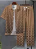 Exportación Transfronteriza Moda Casual para Hombre Camisa de Manga Corta + Traje de Pantalones Camisa Hawaiana Impresión Digital 3D