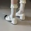 Zapatos Mary Jane de Punta Cuadrada y Tacón Grueso Atmósfera Suave 2026 Adorno de Cadena y Lazo de Mariposa Para Salir Toma de Fotos Fotogénicos Zapatos de Mujer