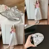 Versão em Couro dos Tênis de Treino Waffle Soufflé para Mulheres, Malha Respirável Versátil Sapatos Casuais Esportivos de Balé, Sapatos de Solado Grosso Forrest Gump