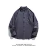 Camisa blanca de manga larga estilo Hong Kong para hombre, primavera y otoño, algodón puro, moderna, retro, chaqueta tipo camisa de trabajo, top de talla grande para hombre