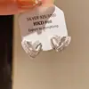 Corazón de Oro Diamante~Estilo de Lujo Ligero Circonia Corazón Aretes de Tachuela de Plata Aretes Dulces Versátiles Moda Pendientes de Gama Alta para Mujeres