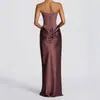 2026 Nuevo Estilo Europeo y Americano Transfronterizo Sin Tirantes Espalda Descubierta Ajustado Sexy Color Sólido Estilo High Street Socialité Elegante Vestido Bodycon