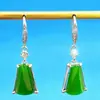 9259 Novos Brincos Estilo Chinês com Incrustação de Calcedônia Verde Joias Atacado Brincos Geométricos Elegantes Diversidade Cabelo Um