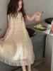 Vestido de Niña Verano 2026 Nuevo Estilo Infantil Elegante Vestido Chaleco sin Mangas Malla para Niñas Color Sólido Vestido Largo de Princesa