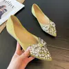Outono 2026 Novo Sapatos Baixos Bico Fino com Laço de Strass Boca Rasa Moda Versátil Temperamento Sapatos Femininos N1368-18