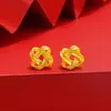 Pendientes de Gancho para Oreja con Nudo Ruyi Estilo Antiguo Chapados en Latón para Mujer, Pendientes de Flor de Lirio Cisne, Pendientes de Botón de Mariposa de Gama Alta de Nicho Venta al por Mayor