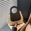 Bolso de Paja Verano 2025 Retro Costuras Color Contraste Bolso Tejido a Mano de Gran Capacidad Bolso de Hombro Casual de Moda