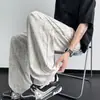 Pantalones largos casuales rectos holgados de seda de hielo blancos tie-dye para hombre, delgados de verano, marca de moda, pantalones de pierna ancha fluidos de secado rápido