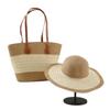 Sombrero de Paja Transfronterizo Bolso Tejido de Paja Trenza de Cinco Hilos Sombrero de Sombrilla de Dos Piezas Bolso Tote de Gran Capacidad traje Bolso Tejido Clásico