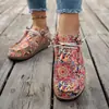Sapatos Populares de Lona com Cadarço para Mulheres 2025 Tênis Flat Graffiti Exportação Colorida Transfronteiriça Cano Baixo Tamanho Grande Estilo Étnico