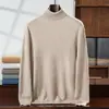 Suéter de punto de lana de cachemira para hombre, liso, de cuello alto, simple, casual, de color sólido, venta al por mayor transfronteriza
