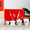 Juego Completo de Té Kung Fu Set Hogar Sala de Estar Simple Kung Fu Té Oficina Regalo Taza de Té de Porcelana Blanca con Tapa