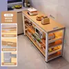 Mesa de Cozinha, Mesa de Preparo e Corte de Alimentos, Mesa Longa Retangular, Mesa Pequena, Prateleira de Armazenamento para Micro-ondas Multifuncional de Camada Dupla