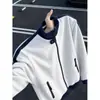 Moletom com blocos de cor azul marinho e gola alta para homens e mulheres, jaqueta de beisebol estilo universitário para primavera e outono, casaco esportivo cleanfit, moderno