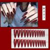 Uñas Postizas W007 Rojo Brillante Punta Larga Punta Puntiaguda Extendida Uñas Postizas Acabadas 24 Piezas Venta Directa de Fábrica Año Nuevo Dropshipping