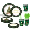 Decoración Navideña Suministros para Fiestas Vajilla Desechable Platos de Papel Vasos de Papel Servilletas de Papel Decoración de Escena Venta al por Mayor