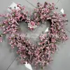 2026 Nuevo Producto de Amazon Primavera y Verano Corona de Flores Rosas con Colgante de Lazo, Corona de Enredadera de Bayas Artificiales, Corona de San Valentín
