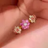 Anel aberto de flor de zircônia banhado a ouro 14k real, anel de dedo indicador versátil de nicho de alta qualidade, joias de dopamina para mulheres
