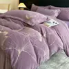 Juego de Ropa de Cama de Lujo de Cuatro Piezas con Forro Polar de Invierno, Nuevo Juego de Sábana y Funda de Edredón Gruesa y Cálida de Terciopelo de Leche 2025