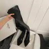 Primer Encuentro con las Botas Elásticas de Tacón Alto Hasta la Rodilla de la Temporada para Mujer, Botas de Caña Alta Puntiagudas Que Te Hacen Ver Más Delgada, con Tacones Finos, Sexys y Atractivas, Botas Largas Ajustadas