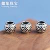 S925 Yintai prata grande buraco contas em forma de coração contas de prata DIY pulseira artesanal frisada pulseira acessórios acessórios material