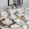 Conjunto de Louça para Uso Doméstico, Louça Moderna Simples, Tigelas e Pratos de Cerâmica, Tigela Única e Hashis da Moda, Novo Estilo