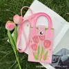 Bolso Cruzado de Punto Japonés y Coreano Portátil de Dibujos Animados Moda Bolso de Punto para Teléfono Móvil Versátil para Viajar Bolso de Hombro Cruzado Tote