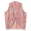 Conjunto Feminino Estilo Chinês Novo para o Início do Outono: Conjunto de Colete com Gola Alta de Uso Pesado, Saia com Fenda de Veludo e Colete N7054