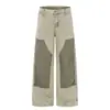 Calça jeans de trabalho estilo americano rasgada e remendada para homens, punk high street de corte solto, calça de lenhador de perna reta color-blocking