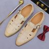 Sandalias Retro de Cuero Estilo Chino para Hombre, Cuero Genuino, Piel de Vaca, Hebilla, Diseño Hueco, Negocios, Trabajo, Casual, Sandalias de Cuero Formales para Hombre